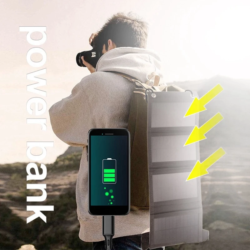 Portable Foldable 21W High Quality Power Panel Solar USB+Type-C Charger with MPPT Technology for Outdoor Fast Charging