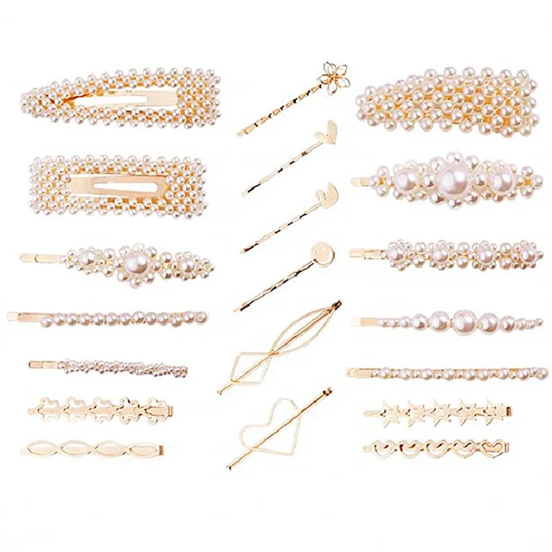 Pafu 6pcs Pearls Hair Clips for Women Girls Gift Fashion Artificial Pearl Barrettes Hairpins Snap Clips Hair Accessories