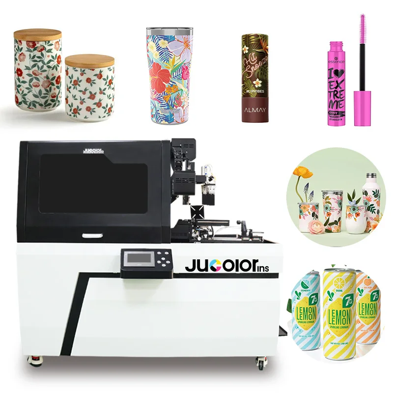 Rotary Cylinder UV Printing Machine 3-4 Head G5 G6 Digital Automatic Plastic Cup Glass Bottle Cylindrical UV Printer