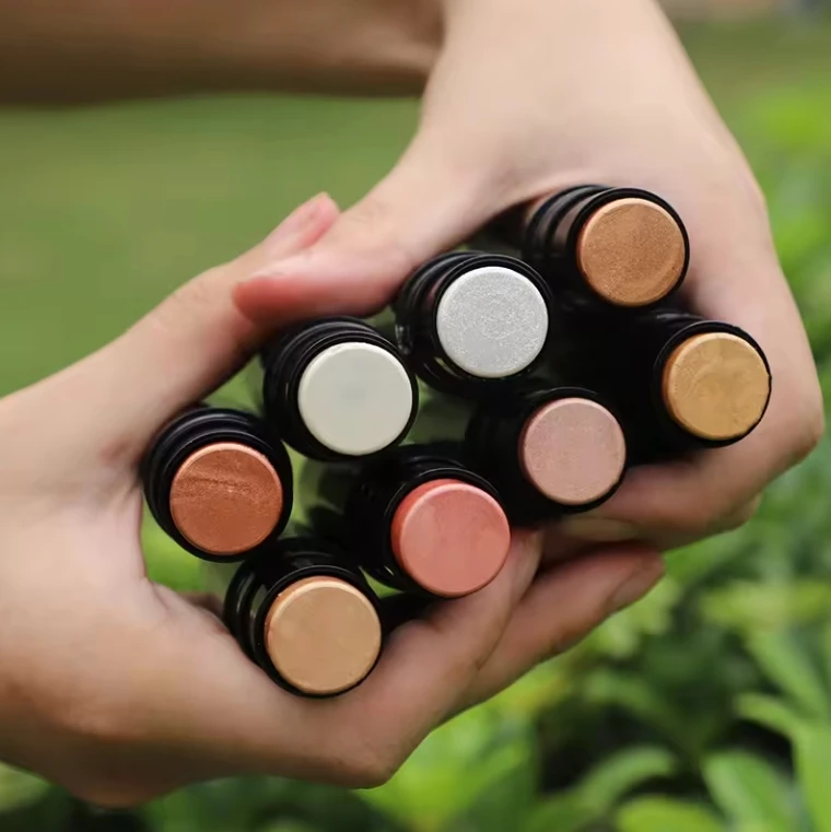 Private Label Waterproof Cream Pigment Shimmer Makeup Highlighter Stick With Brush