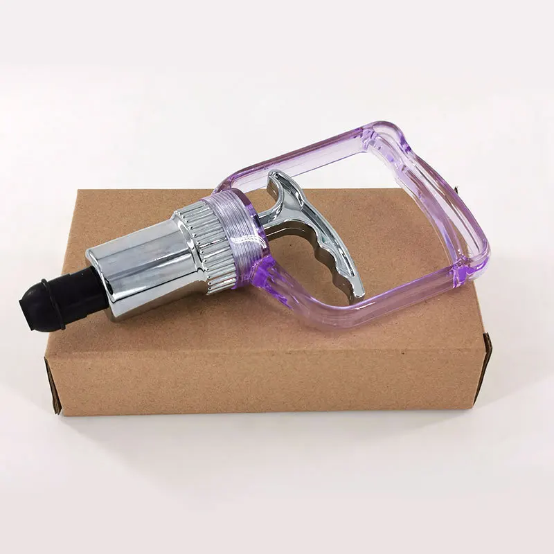 New Fashion Transparent Purple Color Air pump Big Size Cupping Hand Pump Vacuum Gun For Beauty Love Heart Shape Cupping Cup