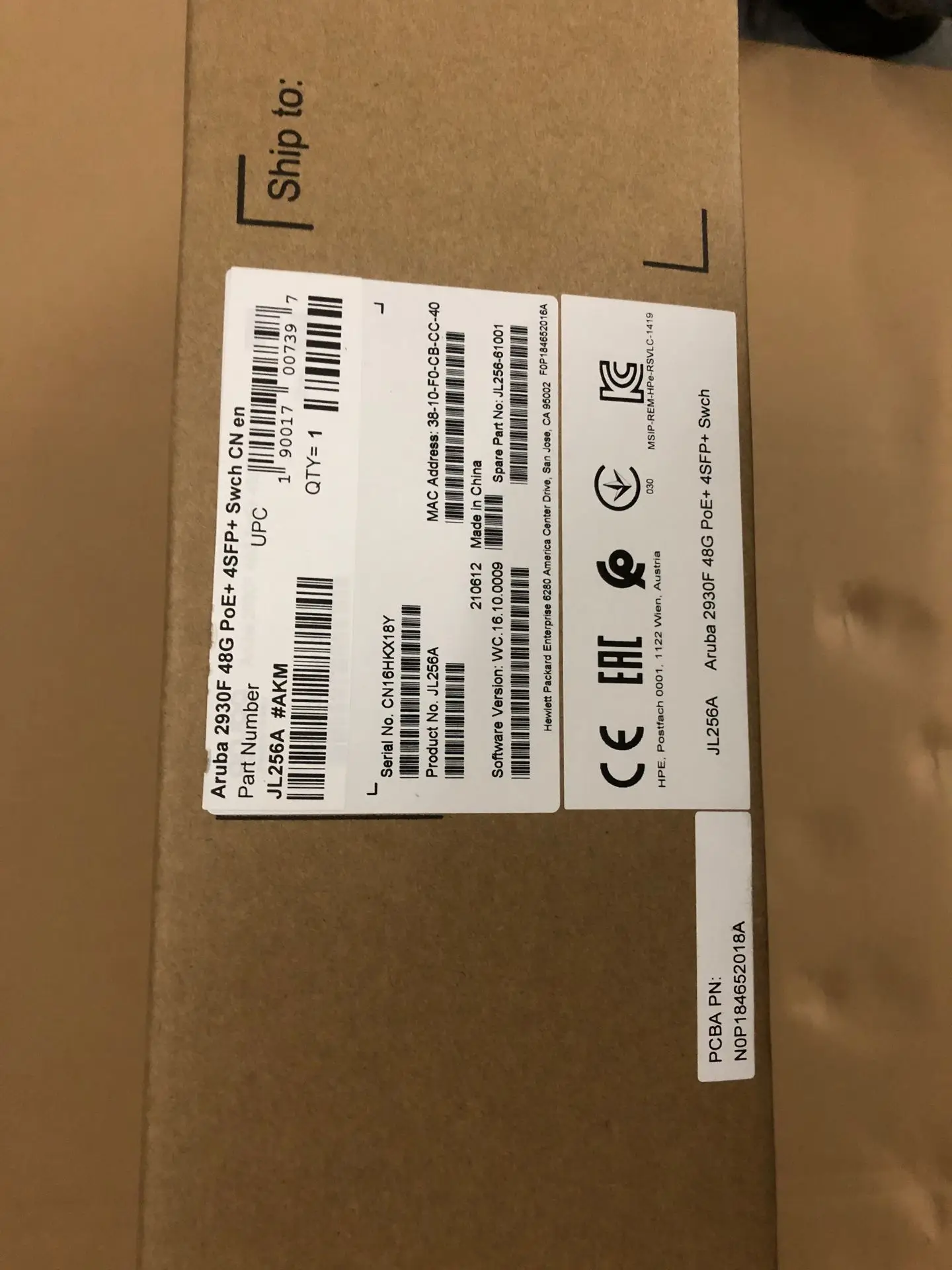 Aruba JL256A 2930F 48G POE + 4SFP переключатель