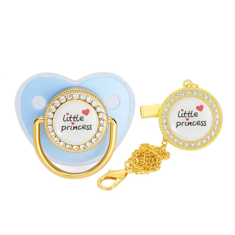 Hot selling love little princess baby dot diamond pacifier baby diamond pacifier play mouth with dust cover