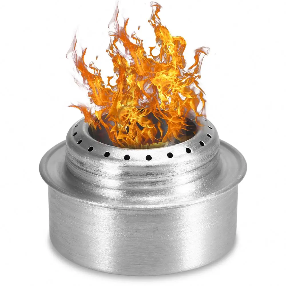 Camping Stove Outdoor Hiking Picnic Ultralight Cooking Stove With Lid Aluminum Alloy Alcohol Stove Burner Adaptor