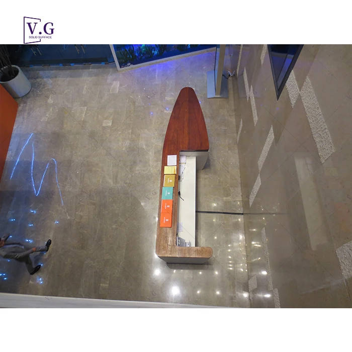custom modern design office wood stone reception counter boat shape dental office reception pictures