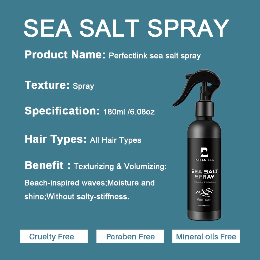 Private Label Organic Smooth And Soften Hair Mist Long Lasting Strong Hold Styling Sea Salt Hair Spray