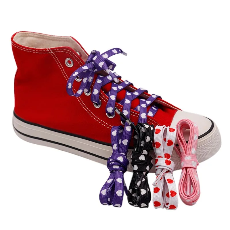 Weiou Shoe Accessories 50-200CM Length Sublimation Peach Heart Differentiation Shoelaces For Jodans And Y350 Shoes