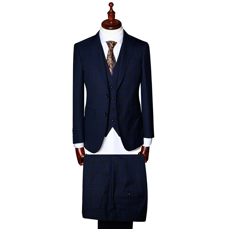 Mens suit 3 piece special check fabric formal suits blazer vest pant jacket clothing tailored made to measure