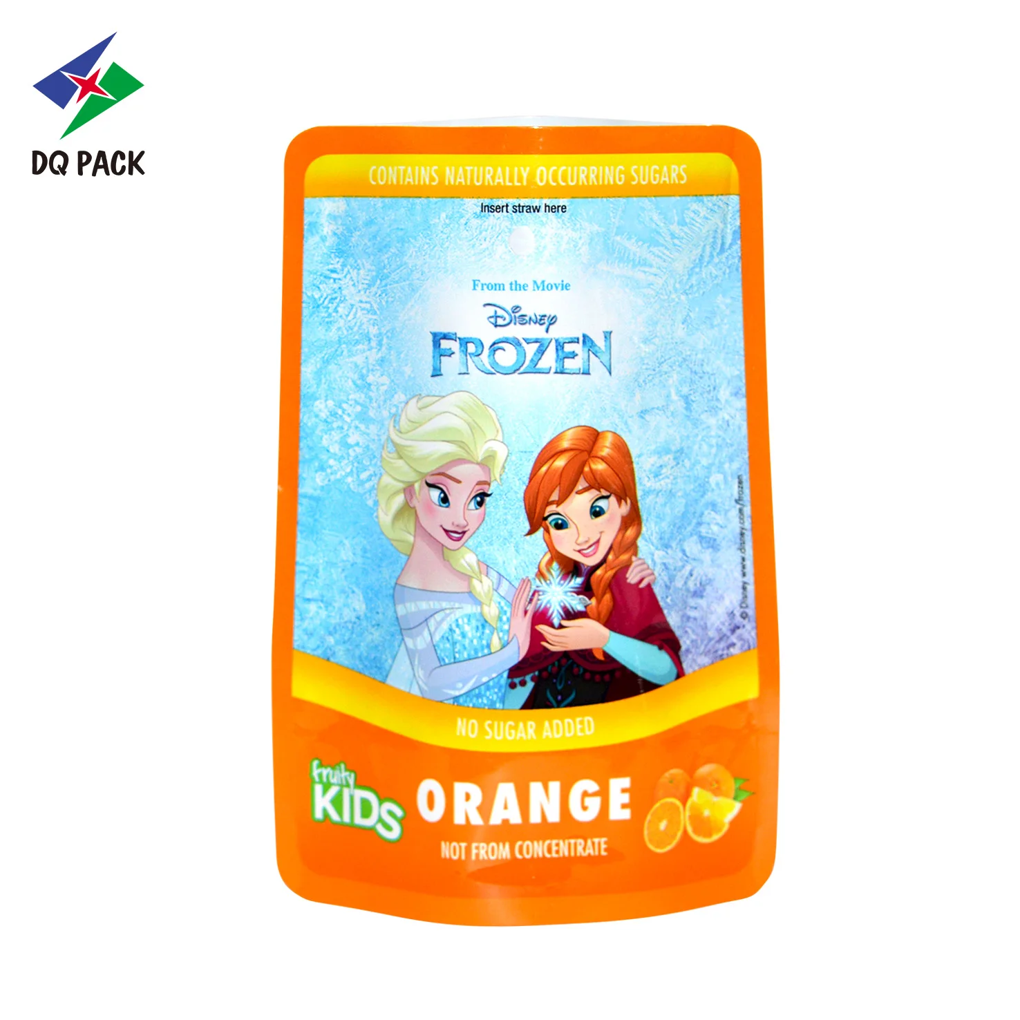 DQ PACK Custom Design Kid Juice Drink Beverage Packaging bag with straw hole