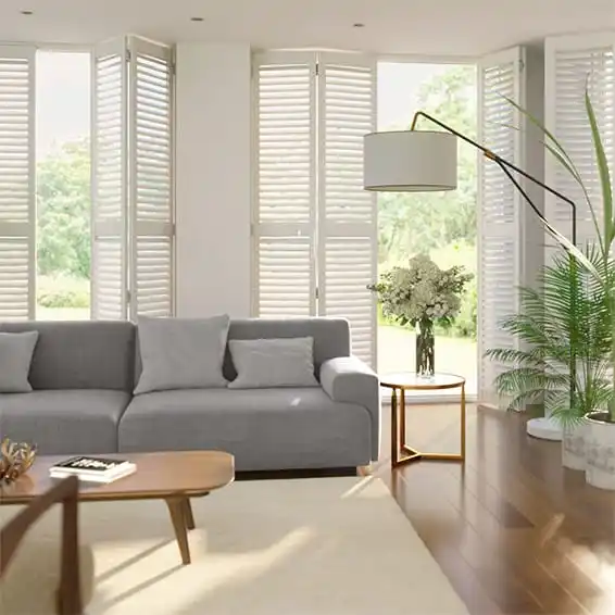 
Custom Family Room Basswood 64mm Louver Wooden Plantation Shutters 
