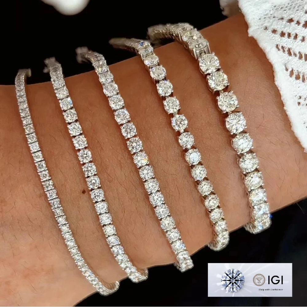IGI  CVD Lab Grown diamond Pure Solid 18K VVS1 lab grown diamond GIA Certified Lab Grown Diamond Tennis Bracelet