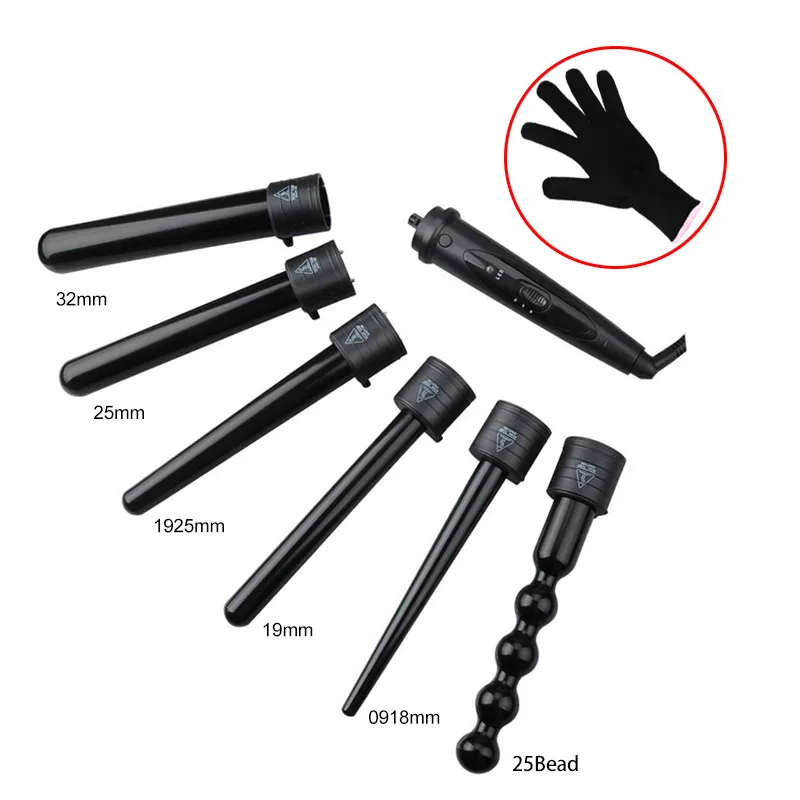 Head changing curling rod 6-in-1 curling rod curler tube changing curling rod can change head ceramic multi level temperature re