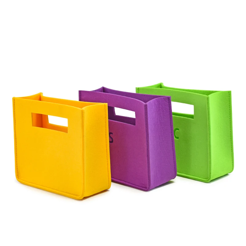 Customization different color tiny with handle hold little things Felt small tote Bag