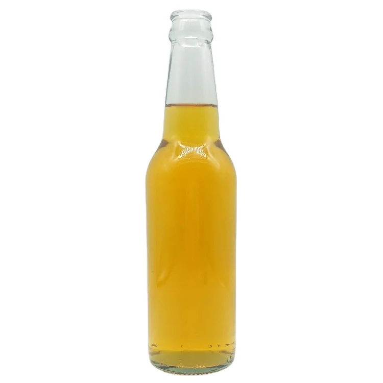 330 мл 33CL прозрачная стеклянная бутылка для пива с длинным горлом и крышкой короны