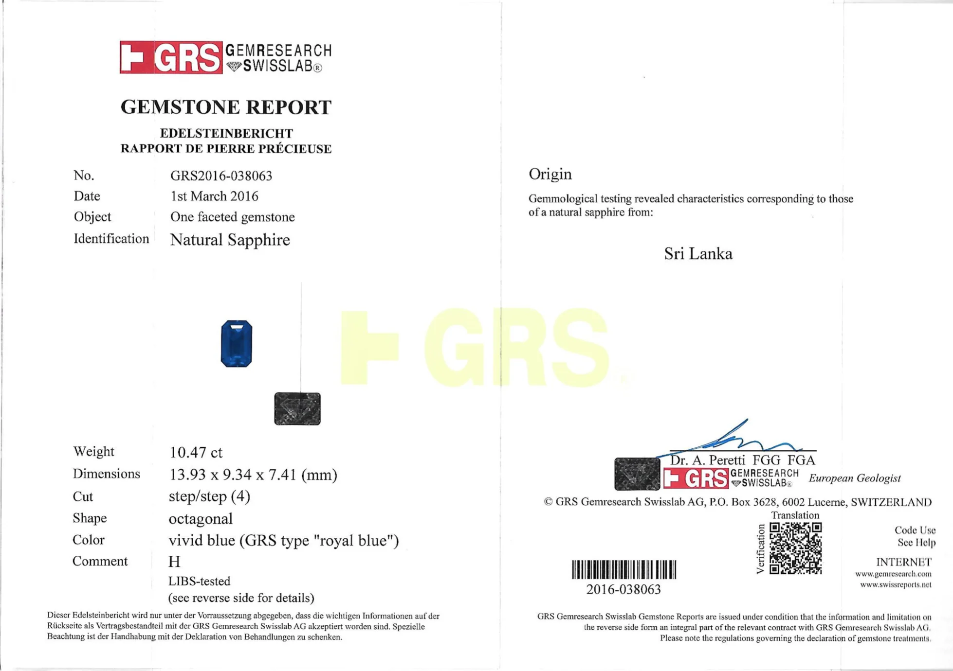 10.47 Carat Royal Blue Sri Lankan Sapphire Emerald Cut Shape Ceylon Sapphire Gemstone Loose Gemstone Precious Gemstone Price