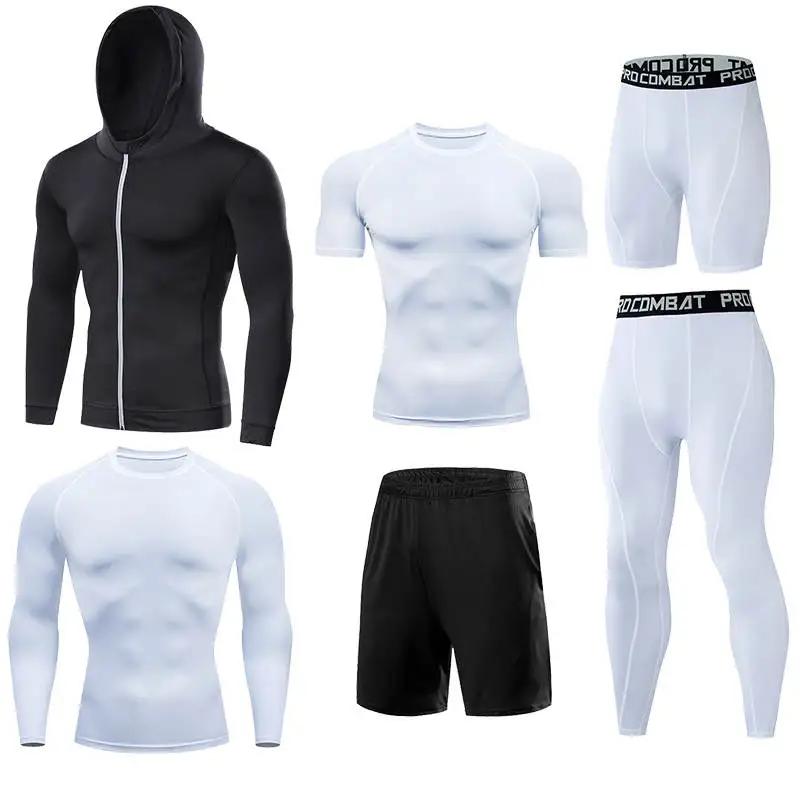 
Compression 6 pieces sets High Quality Men Quick Dry Sports Wear Polyester Sports Track Suit training sportswear Sports Suit 