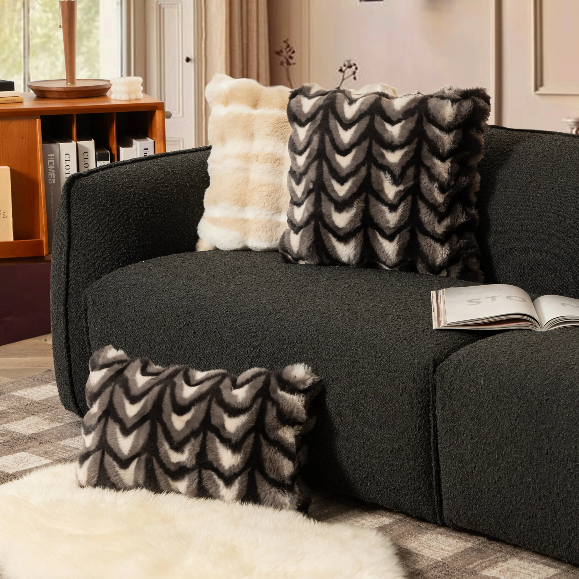 Winter Fluffy Original Design Soft Sofa Warm Printed Cushion Cover For Living Room Bedroom Home Decor Pillowcase