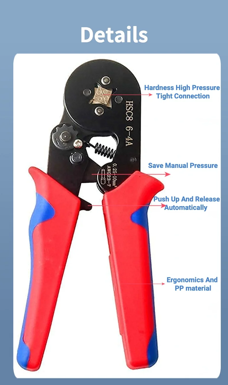 HSC8 6-4 self-adjustable hand crimping tool crimping plier for wire-end ferrule terminal