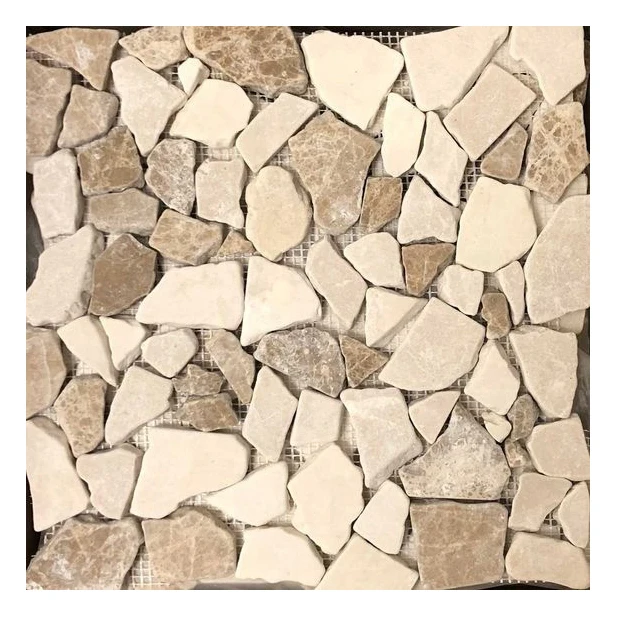 Botticino Beige Emperor Mixed Flat Pebble Mosaic Tile