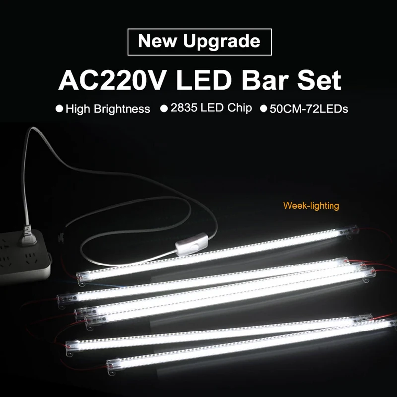 LED Bar Light 220V High Brightness Waterproof LED Tube 50cm 30cm 72LEDs LED Fluorescent Tubes Kitchen Home Decor LED Bar Strip