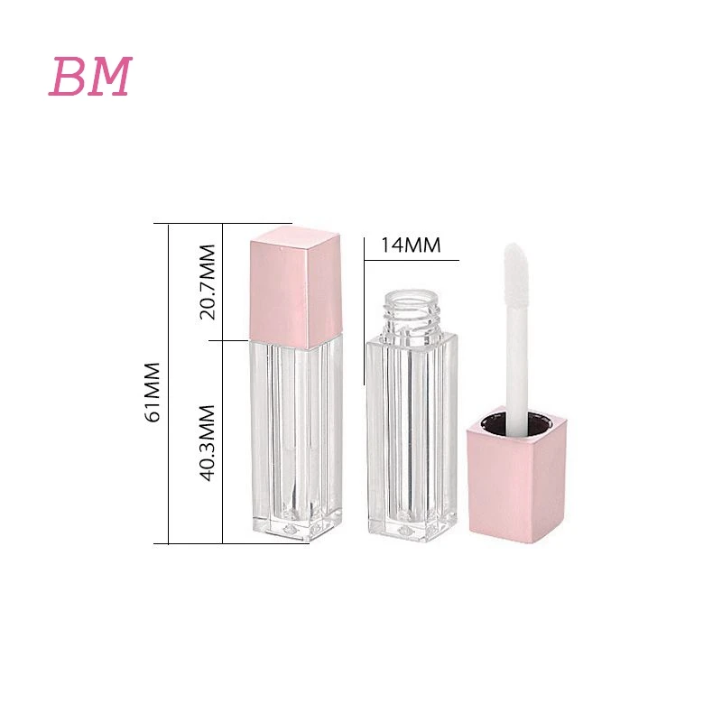 unique cute customised matte pink lipgloss tubes packaging 1.5 ml mini custom empty square liquid blush lipstick container