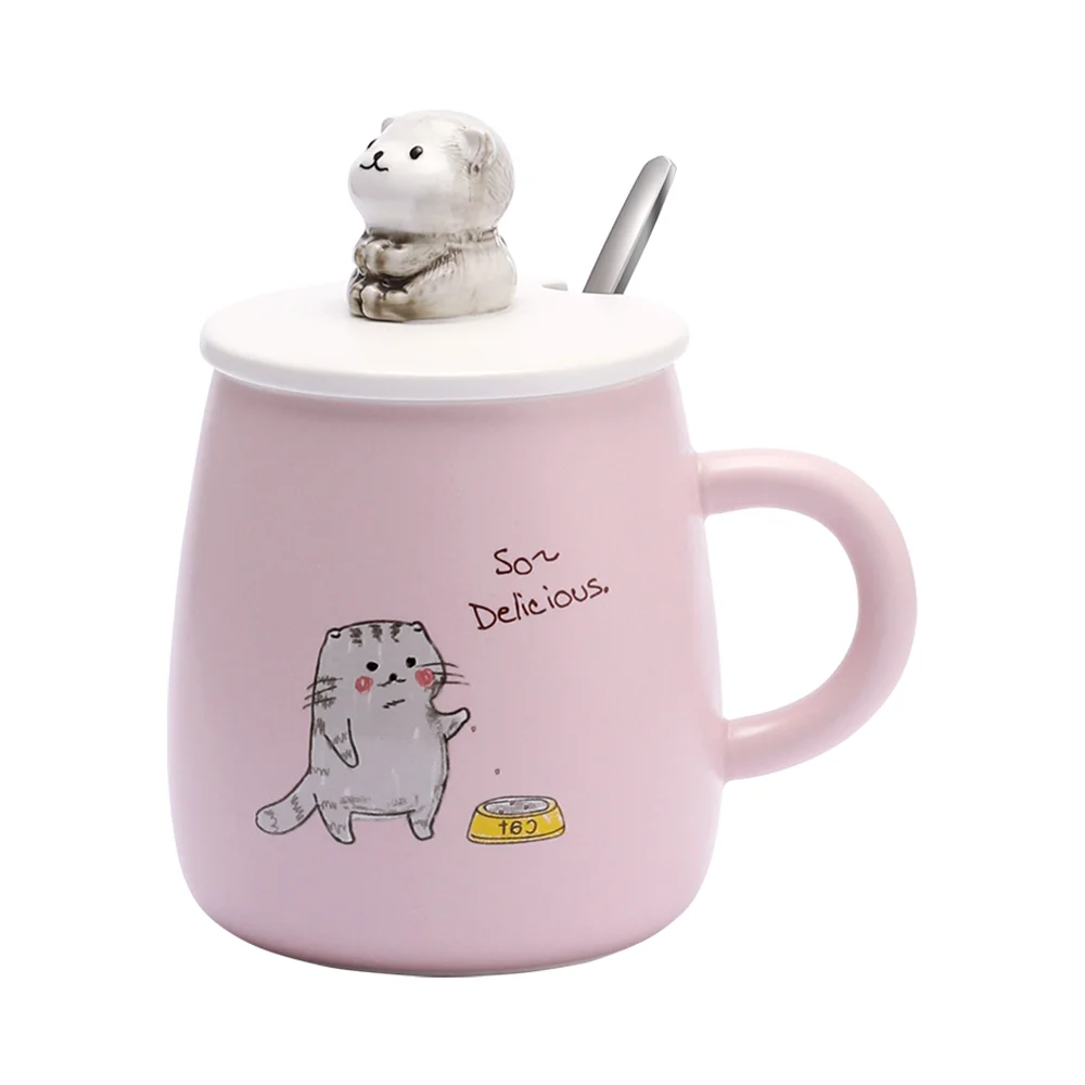 Personalised Custom Printed Korean Mug Premium Top Quality Unique Pink Kids Coffee Cat Mug Ceramic Supplier 2021