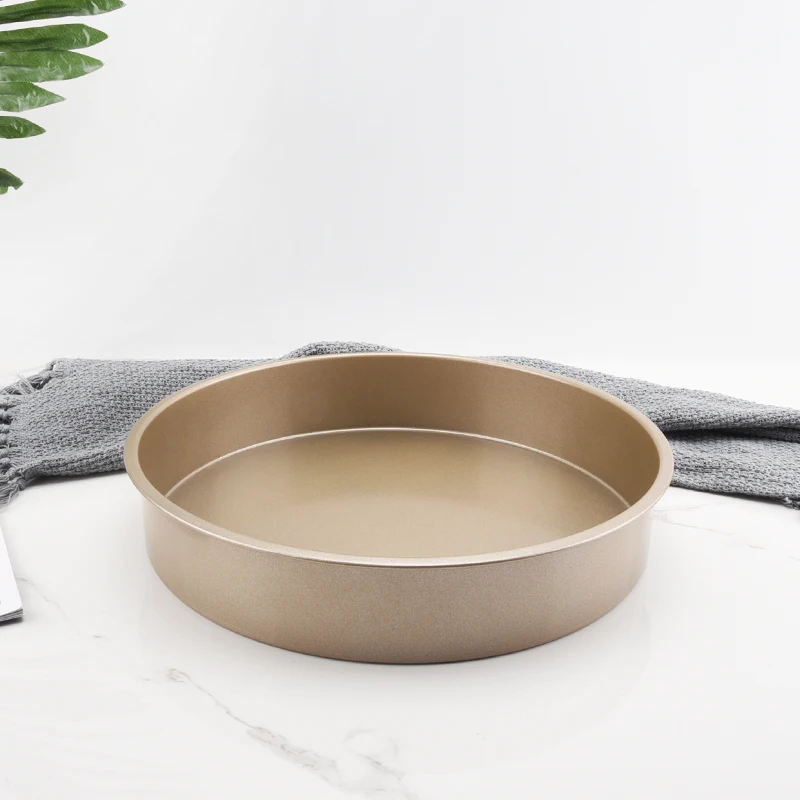 Золотой с антипригарным покрытием 10 дюймов кекса OEM пищевой инструмент для выпечки торта Форма для выпекания из углеродистой стали + антипригарного покрытия круглый противень для выпечки