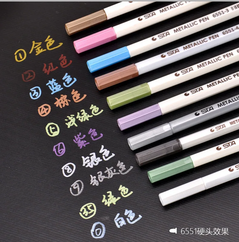 STA 6551 - 10 colours water based cheap promo multi color metallic graffiti marker pen set