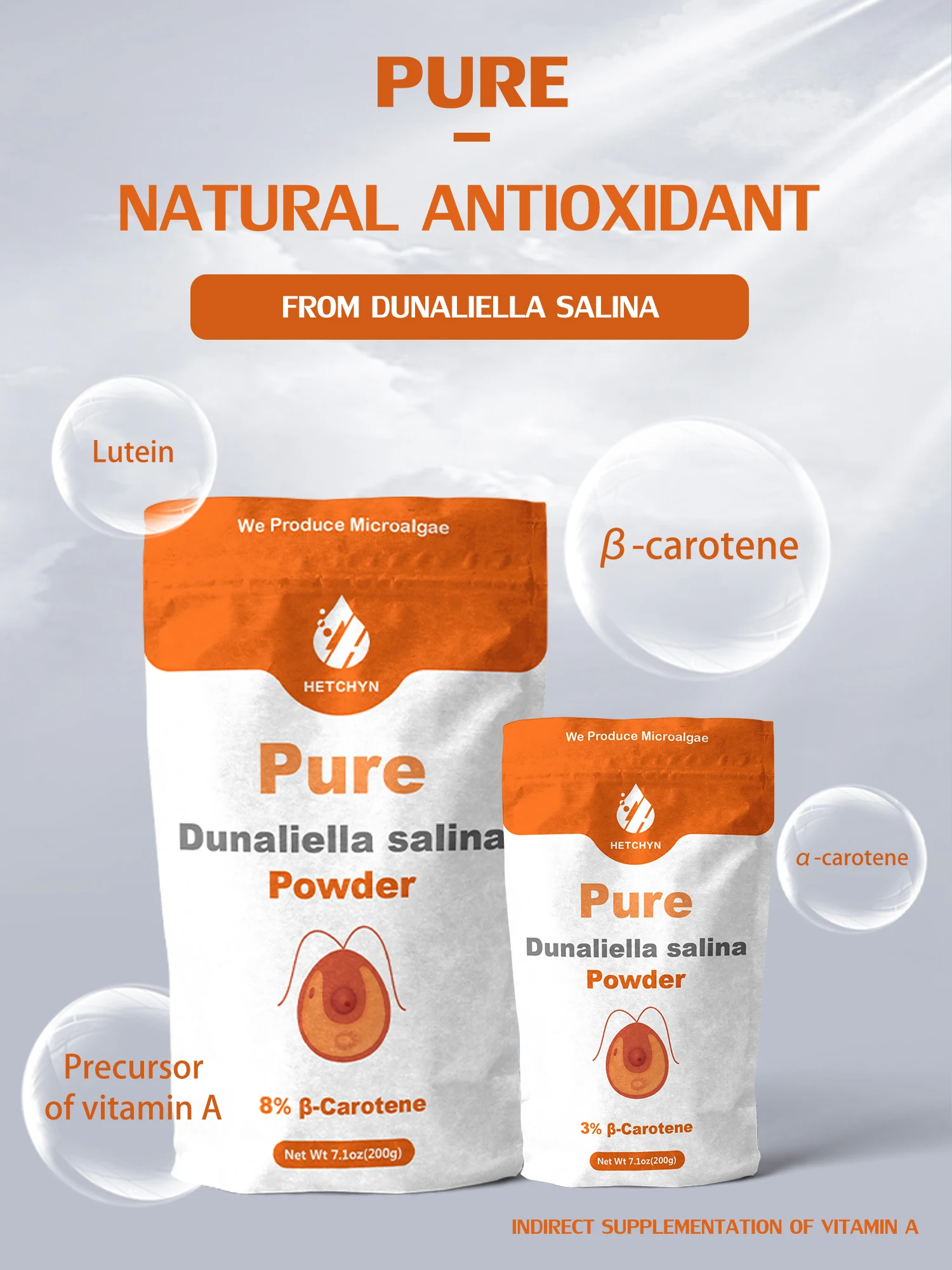 Hetchyn ISO Factory Supply Food Grade Pure Natural Wholesale Bulk Free Sample High Quality Beta-carotene Dunaliella Salina