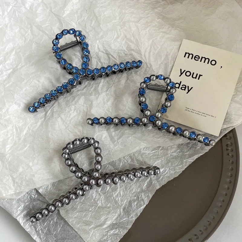 Fashion Headwear 11cm Rhinestone metal Hair Claw Clips for Women thick Hair Accessories