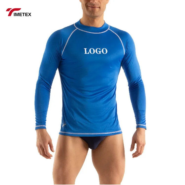 Oem Custom Logo 100% Polyester Quick Dry Fabric UPF 50 Solid Color Long Sleeve Shirts Tops Men Rash Guard