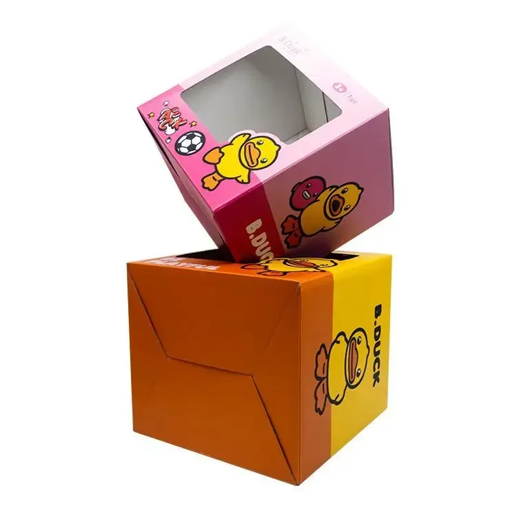 Wholesale custom popular display kids toys square transparent paper box with brand logo packaging