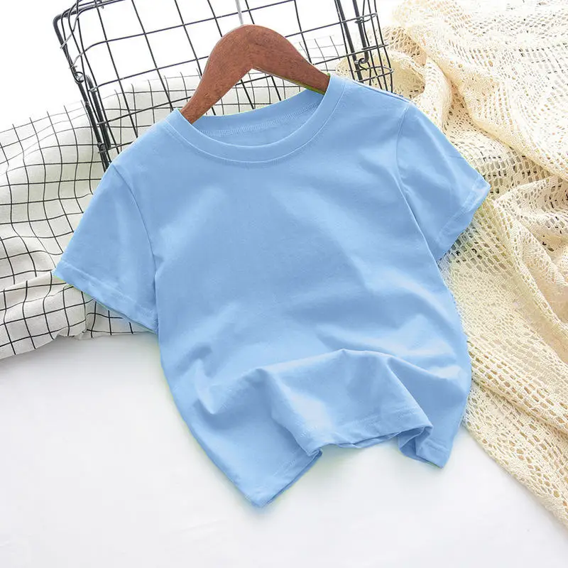 High Quality 100% Cotton T-shirt Wholesale Plain Color T Shirt for Kids Boys and Girl