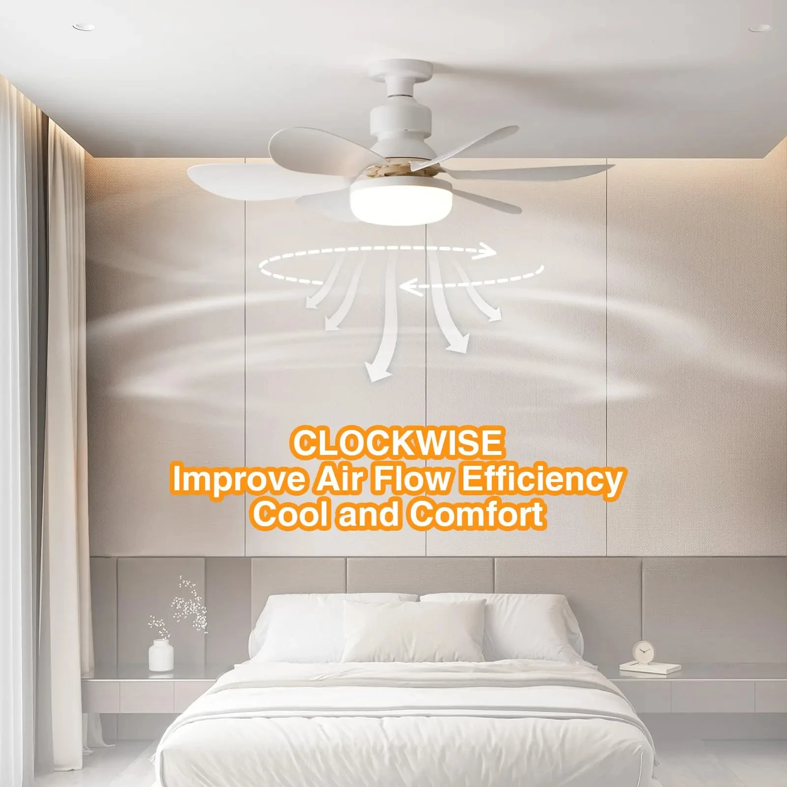 LED 40W Ceiling Fan Light E27 with Remote Control for Dimming, Suitable for Living Room, Study, Household Use, 85-265V Modern 80