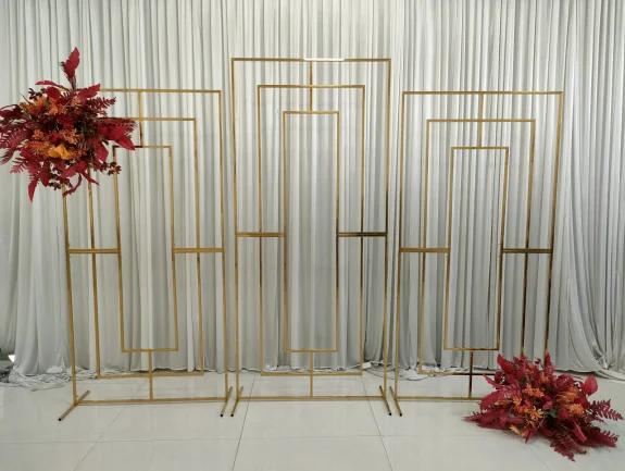 Luxury Square Arch Gold Metal Stainless Steel Wedding Backdrop Frames Flower Balloon Stand for Wedding Event Stage Decorations