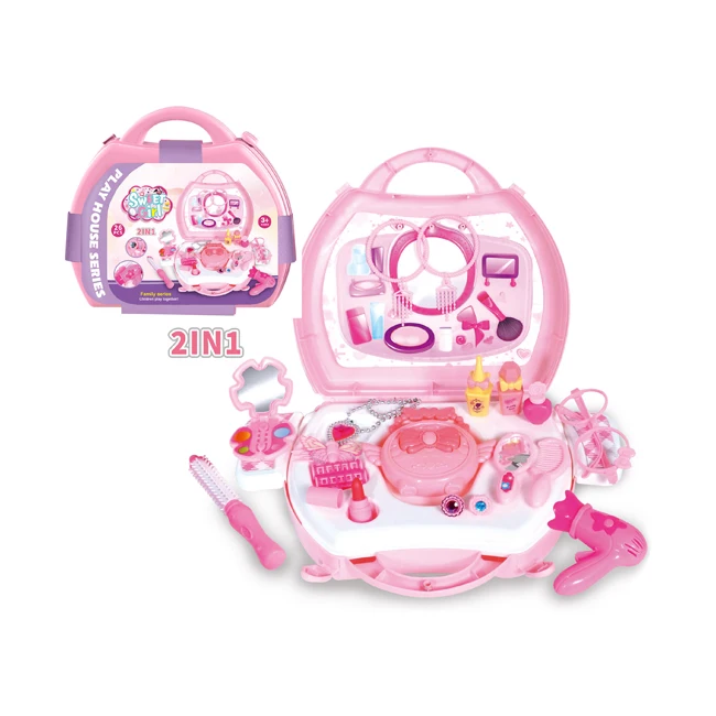 Storage box 2 in 1 simulate beauty toy play game for kids plastic dressing table toy set