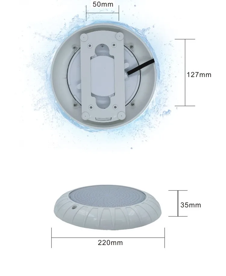 18W 25W 35W 42W 55W 7color  changing auto Resin Filled Flat LED Swimming Pool PC Underwater Light with 2year