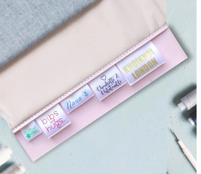 Private custom fabric sew in labels woven size label  wash care label for jeans ,pants , shirt, T-shirt