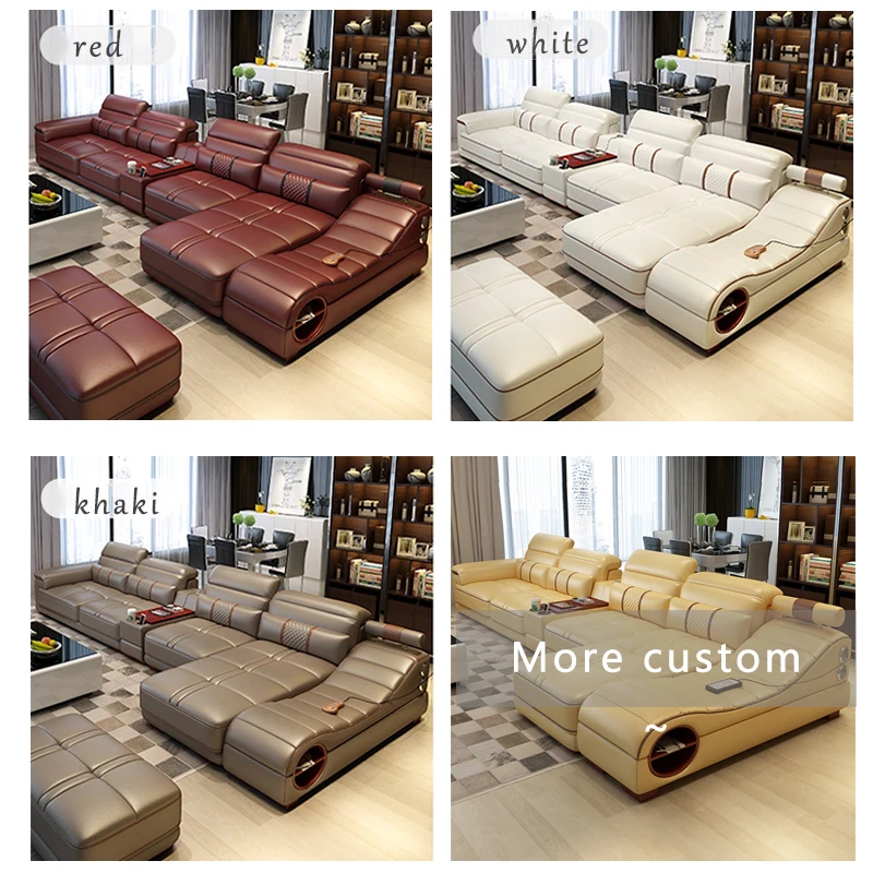 2021 Popular new products Massage function Furniture  Living Room Sofa Set Leather Sectional Sofa