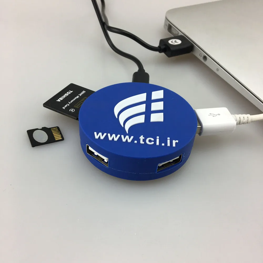 Round Shaped 4 Ports USB 2.0 HUB Docking Station Data Transfer Expander for USB Drives, Card Readers