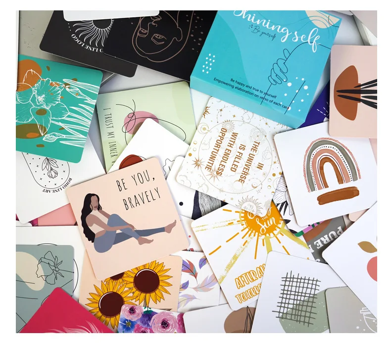 Positive Affirmations Cards for Women - 50 Mindfulness Cards with delicate  box Inspirational Quotes Motivational card printing