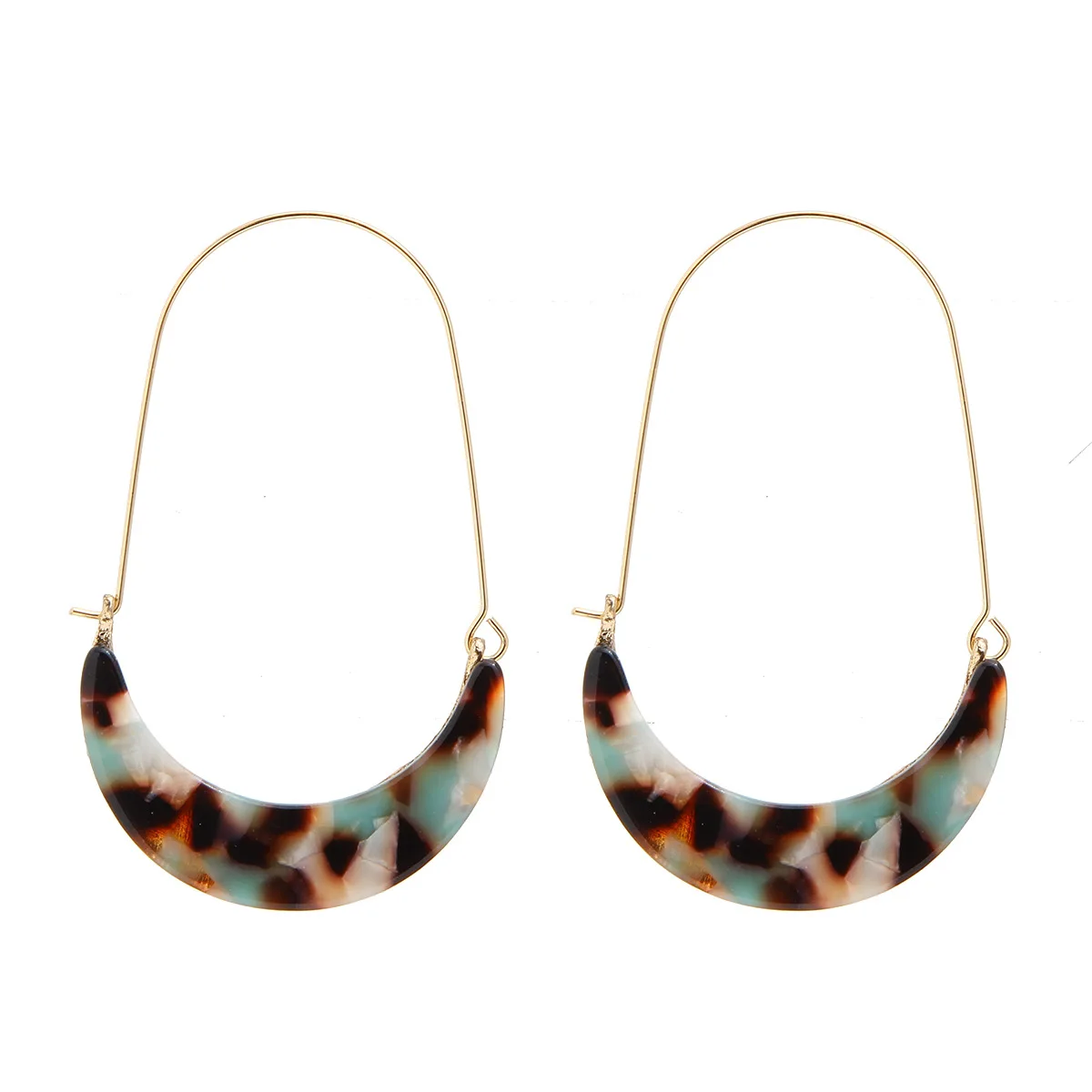 
Wholesele Lancharmed U Shaped Resin Hoop Earrings Acetate Leopard Earrings for Women 