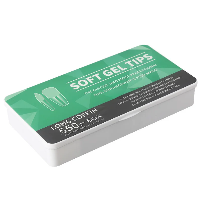 hight quality long full cover french almond  coffin short square nail tips clear