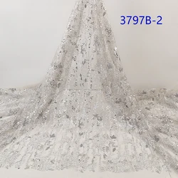 wholesale 6 colors white gold bridal lace fabric African French Swiss tulle lace fabric sequin lace fabric for women wedding