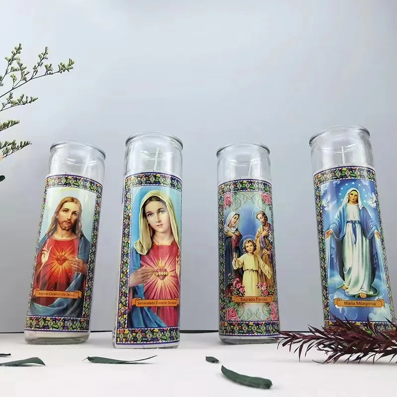 Buy 7 Days Candles Church Paraffin Wax Novena Vigil Clear plain Glass Jar 5 to 7 Day White or Color Candle