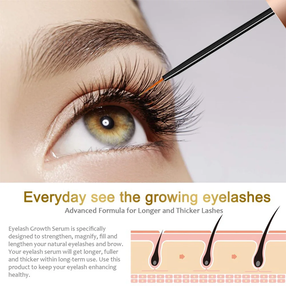 OEM Custom 2 in 1 Eyelash Eyebrow Enhancer Serum Private Label Castor Oil Eyelash Growth Serum