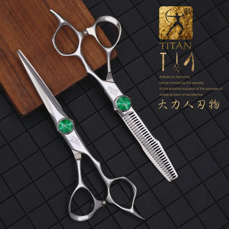 Titan 5.5,6.0 inch cutting thinning sus440c japan stainless steel barber hair scissors set