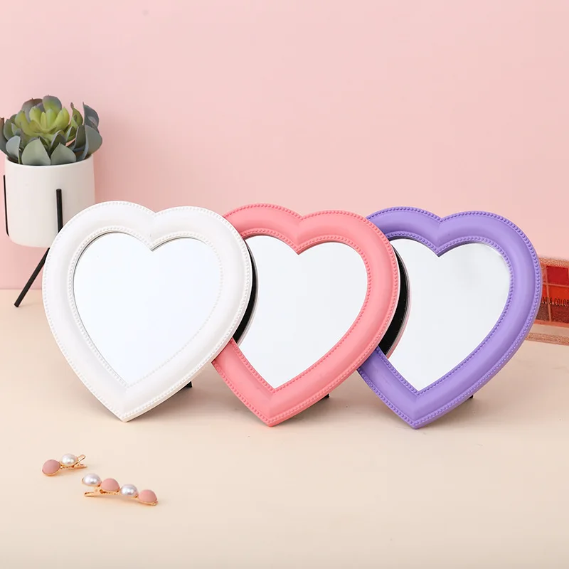 Net Red love Makeup Mirror Small Heart-shaped Desktop Wall Hanging Decorative Mirror Girl Heart Student Dormitory Mirror