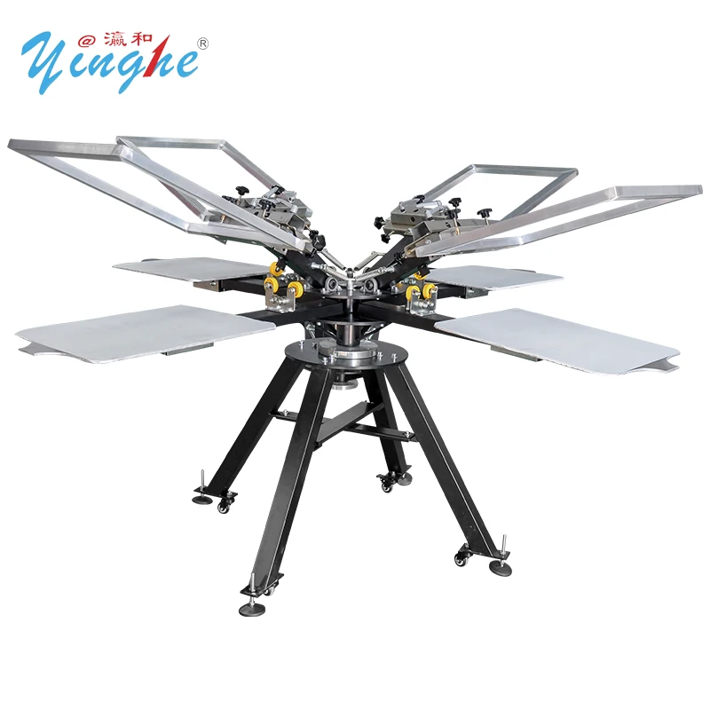 Yinghe Easy Operation Manual Multiple Color T-Shirt Silk Textile Screen Printing Machine 8 Colors 8 Stations Screen Printer