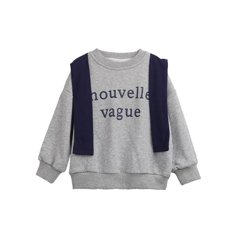 
Fashion shawl little girls sweatshirts french terry tops for kids girls 